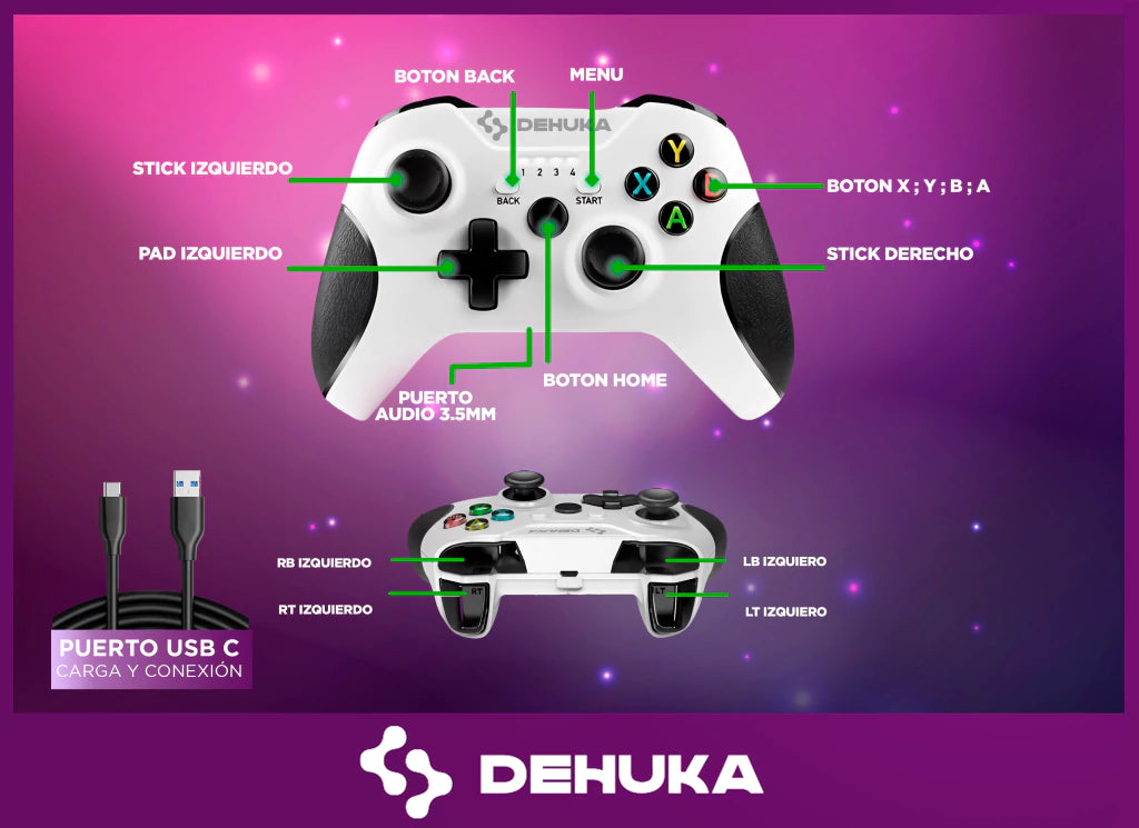 Joystick Blanco Control Pc Gamer Inalambrico Usb Inalambrico