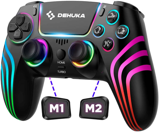 Joystick Control Inalámbrico Compatible PS5 Slim Y Pc Doble Vibración Retroiluminación Ajustable Y Gatillos Sensibles 5230bk Color Negro