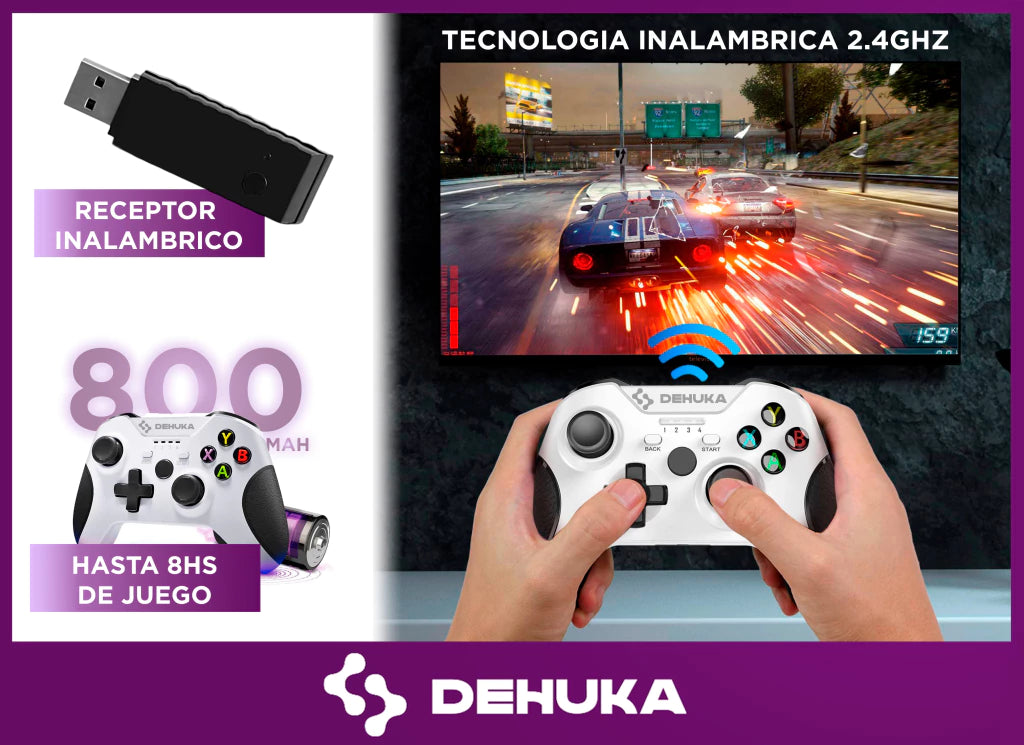 Joystick Blanco Control Pc Gamer Inalambrico Usb Inalambrico