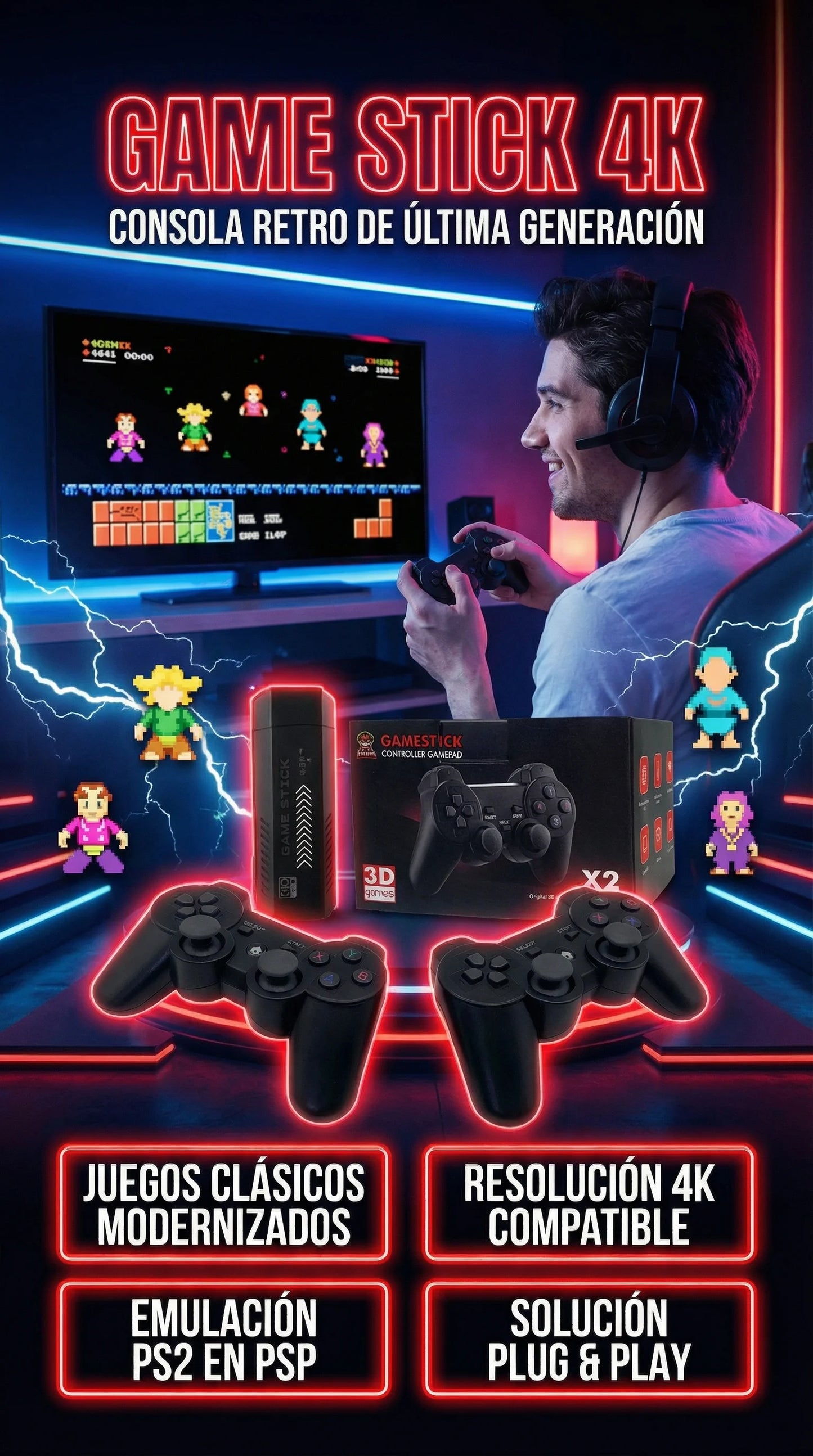 CONSOLA RETRO GAME STICK X2 PLUS (2026)