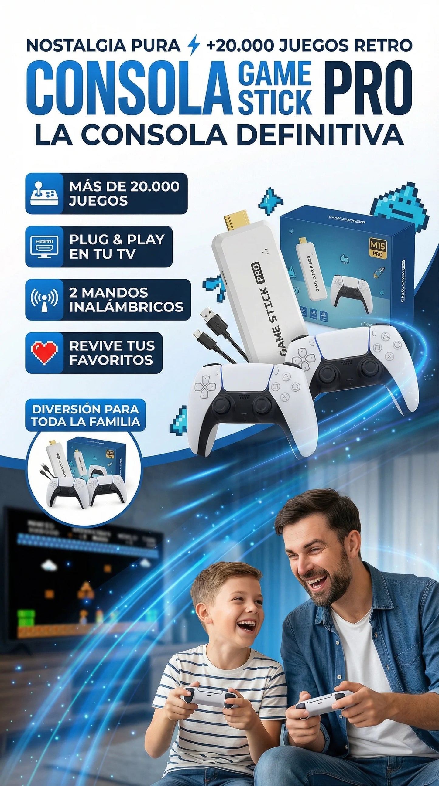 CONSOLA RETRO GAME STICK M15 PRO (2026)